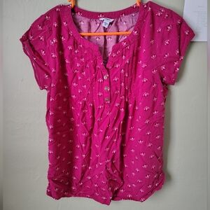 Sonoma Women's Medium Short-sleeve Pink Floral Print Blouse